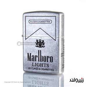 فندک زیپو اصل مدل ماربورو با بدنه آنتیک طراحی ژاپن Japan Design Zippo Lighter Marlboro 121fb Antique SP FL BTM 