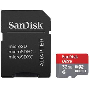 کارت حافظه سن دیسک مدل اولترا کلاس 10 استاندارد UHS-I U1 سرعت 48MB/s همراه با آداپتور تبدیل - 32GB SanDisk Ultra UHS-I U1 Class 10 48MB/s microSDHC With Adapter - 32GB