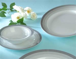 سرویس غذاخوری زرین 28 پارچه 6 نفره سری ایتالیا اف مدل سیلور لاینر درجه یک Zarin Iran Porcelain Inds Italia F Silver Liner Pieces Dinnerware Set High Grade 