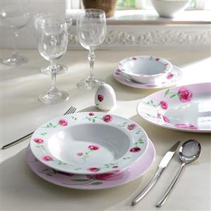 سرویس غذاخوری زرین 28 پارچه 6 نفره سری ایتالیا اف طرح پینک رز درجه عالی Zarin Iran Porcelain Inds Italia-F Pink Roses 28 Pieces porcelain Dinnerware Set Top Grade