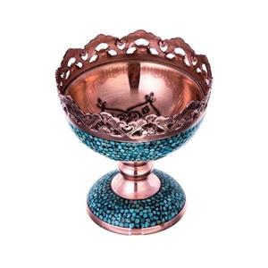 آجیل خوری فیروزه کوب اثر آقاجانی ارتفاع 16 سانتی متر Turquoise Tattoo Confections Container By Aghajani 16 Cm