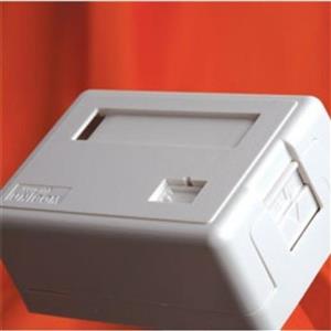 سوکت دیواری یونی کام RJ-45 CAT-6A Unicom RJ-45 CAT-6A Shielded Shuttered Surface Socket (Shielded Keystone+Surface Box)