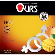کاندوم خاردار اورز مدل Hot بسته 3 عددی Ours Hot Dotted Mango Flavored Condom 3PCS