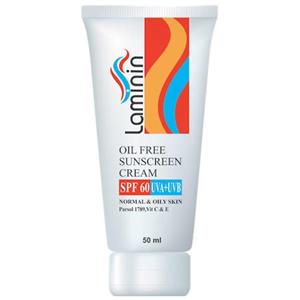 کرم ضد افتاب بدون رنگ لامینین SPF60 مناسب پوست چرب معمولی حجم 50 میل Laminin Sunscreen Cream For Oily And Normal Skin 