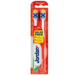 مسواک جردن مدل Total Clean متوسط دوتایی Jordan Total Clean Medium Tooth Brush 1+1