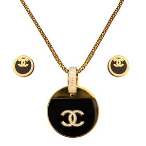 نیم ست شانل طلایی طرح اصل Chanel Jewellery