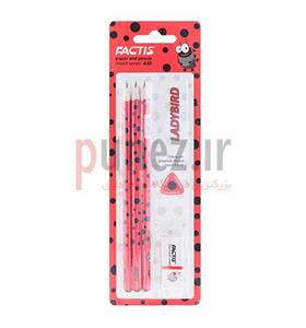 مداد فکتیس مدل کفشدوزک - بسته 3 عددی به همراه پاک کن Factis Ladybird Pencil - Pack of 3 with Eraser