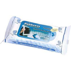 دستمال مرطوب پنبه‌ ریز پاک کننده کامپیوتر - بسته 10 عددی Panberes Computer Cleaning Wet Wipes 10pcs