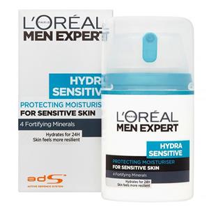 کرم مرطوب کننده سری Men Expert مدل Hydra Sensitive حجم 50 میلی لیتر لورآل 