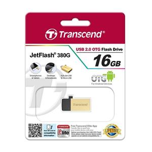 فلش مموری ترنسند مدل جت فلش 380 جی با ظرفیت 16 گیگابایت Transcend JetFlash 380G USB 2.0 OTG Flash Memory 16GB