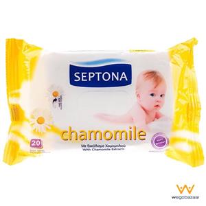 دستمال مرطوب 20 عددی سپتونا مدل Antibacterial با عصاره بابونه - بسته 20 عددی Septona Antibacterial Chamomile Wet Wips 20pcs