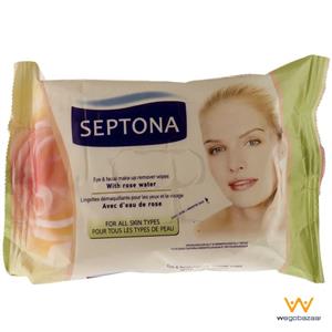 دستمال مرطوب سپتونا مدل Make Up با عصاره رز - بسته 20 عددی Septona Make Up Rose Wet Wips 20pcs