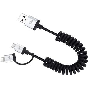 کابل تبدیل USB به microUSB و لایتنینگ جاست موبایل مدل AluCable Duo Twist به طول 1.8 متر Just Mobile AluCable Duo Twist USB To microUSB And Lightning Cable 1.8m