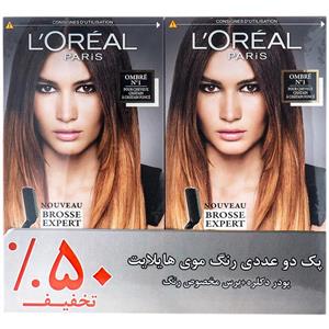 پک دو عددی کیت رنگ مو هایلایت لورآل مدل Excellence شماره 1 LOreal Excellence Wild Ombre No 1 Hair Color Kit