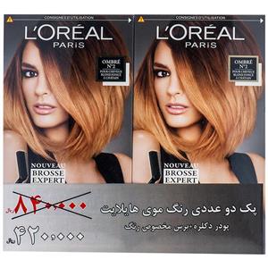پک دو عددی کیت رنگ مو هایلایت لورآل مدل Excellence شماره 2 LOreal Excellence Wild Ombre No 2 Hair Color Kit