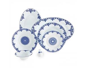 سرویس غذاخوری زرین 35 پارچه 6 نفره سری شهرزاد طرح سمرقند درجه یک Zarin Iran Porcelain Inds Shahrzad Samarqand Pieces Complete Dinnerware Set High Grade 