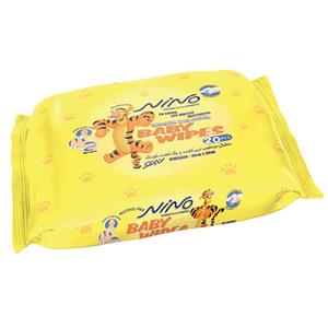 دستمال مرطوب نرم کننده و پاک کننده کودک نینو  - بسته 20 عددی Nino Moisturizing And Cleanser Baby Wipes 20pcs