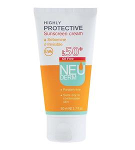 کرم ضد آفتاب فاقد چربی مدل Highly Protective SPF50 حجم 50 میلی لیتر نئودرم  Neuderm Highly Protective Sunscreen Cream SPF50 50ml