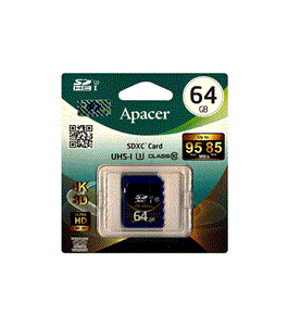 کارت حافظه  SDXC اپیسر کلاس 10 استاندارد UHS-I U3 سرعت 95MBps ظرفیت 64 گیگابایت Apacer UHS-I U3 Class 10 95MBps SDXC - 64GB