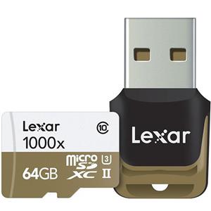 کارت حافظه microSDXC لکسار مدل Professional کلاس 10 استاندارد UHS-II U3 سرعت 1000X همراه با ریدر USB 3.0 ظرفیت 64 گیگابایت Lexar Professional UHS-II U3 Class 10 1000X microSDXC USB 3.0 Reader - 64GB