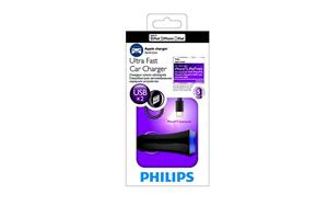 شارژر فندکی خودرو فیلیپس مدل DLP2257V به همراه کابل لایتنینگ PHILIPS iPhone 5 Charger DLP2257V Ultra Fast Dual USB Car Charger With Lightning Cable