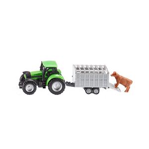 ماشین بازی سیکو مدل Tractor With Livestock Trailer Siku Tractor With Livestock Trailer