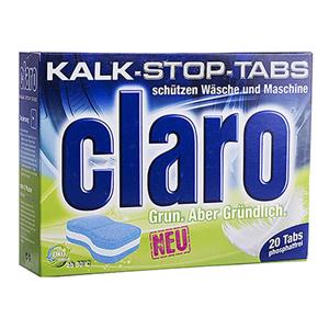 قرص جرم گیر و نرم کننده ماشین لباسشویی کلارو مدل Kalk بسته 20 عددی Claro Clothes Detergents Tablets Pack Of 20