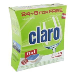 قرص ظرفشویی کلارو مدل 11in1 بسته 32 عددی Claro 11in1 Dishwasher Tablets Pack Of 32