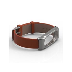 بند گام شمار شیائومی مدل Mi Band Leather And Metal Xiaomi Mi Band Leather and Metal Wrist Strap