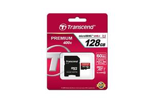 کارت حافظه microSDXC ترنسند مدل Premium کلاس 10 استاندارد UHS-I U1 سرعت 60MBps 400X همراه با آداپتور SD ظرفیت 128 گیگابایت