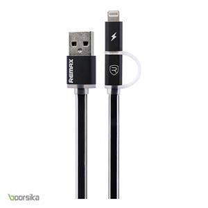 کابل تخت تبدیل USB به microUSB و لایتنینگ ریمکس مدل Aurora به طول 100 سانتی متر Remax Aurora Flat USB To microUSB And Lightning Cable 100cm