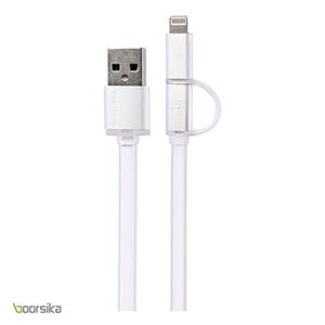 کابل تخت تبدیل USB به microUSB و لایتنینگ ریمکس مدل Aurora به طول 100 سانتی متر Remax Aurora Flat USB To microUSB And Lightning Cable 100cm