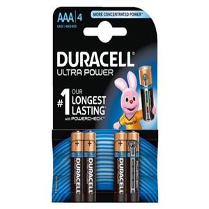 باتری نیم قلمی دوراسل مدل Ultra Power Duralock With Check بسته 4 عددی Duracell AAA Battery Pack Of 