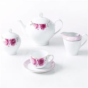 سرویس چینی 17 پارچه چای خوری چینی زرین ایران سری ایتالیا اف مدل رز فلاور درجه عالی Zarin Iran Italy F Rose Flower 17 Pieces Porcelain Tea Set Top Grade