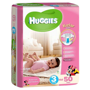 پوشک دخترانه هاگیز مدل Midi سایز 3 بسته 54 عددی Huggies Midi Size 3 Diaper Girls Pack of 54