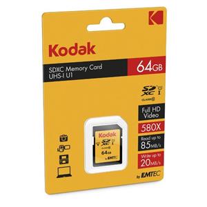 کارت حافظه SDHC امتک کداک کلاس 10 استاندارد UHS-I U1 سرعت 85MBps 580X ظرفیت 64 گیگابایت Emtec Kodak UHS-I U1 Class 10 85MBps 580X SDXC - 64GB