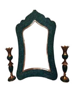 خاتم کاری هنر اصفهان  آینه و شمعدان خاتم کاری 