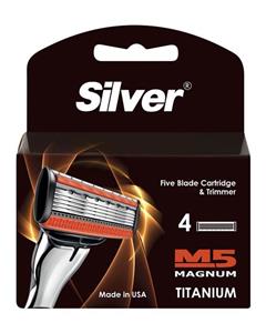 تیغ یدک 4 عددی سیلور مدل M5 Magnum Silver M5 Magnum Razor Blades Pack Of 4