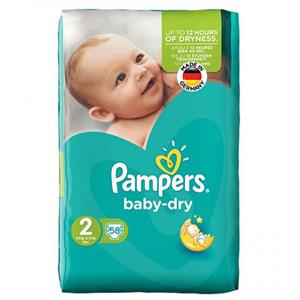 پوشک پمپرز مدل Baby Dry سایز 2 بسته 58 عددی Pampers Baby Dry Size 2 Diaper Pack of 58