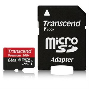 رم میکرو اس‌دی 64 گیگابایت کلاس 10 پریمیوم  ترنسند Transcend Class 10 Premium 300X-64GB