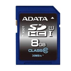کارت حافظه دوربین ای دیتا کلاس 10 با ظرفیت 8 گیگابایت ADATA Premier SDHC UHS-I U1 30MBps Class 10 8GB