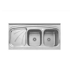 سینک ظرفشویی روکار بیمکث استیل. مدل BS514 Akhavan Double Bowl Sink BS514