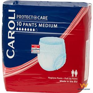 پوشینه شورتی بزرگسالان کرولی مدل Protect Plus Care Medium هفت قطره - بسته 10 عددی Caroli Protect Plus Care Adult Protective Diaper 10 Pants Medium