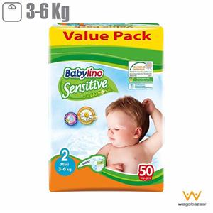 پوشک بیبی لینو سایز 2 مدل Value Pack بسته 50 عددی Baby Lino Value Pack Size 2 Diaper Pack of 50