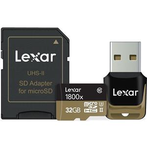 کارت حافظه microSDHC لکسار مدل Professional همراه با ریدر USB 3.0 و آداپتور Lexar Professional UHS-II U3 microSDHC - 32GB
