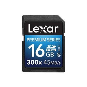 کارت حافظه SDHC لکسار مدل Premium کلاس 10 استاندارد UHS-I U1 سرعت 45MBps 300X ظرفیت 16 گیگابایت