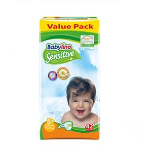 پوشک بیبی لینو سایز 5Plus مدل Value Pack بسته 42 عددی Baby Lino Value Pack Size 5Plus Diaper Pack of 42