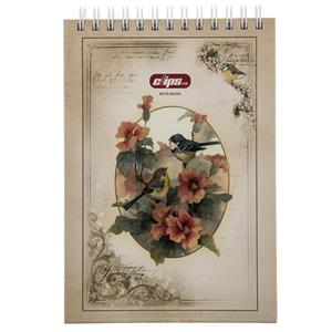 دفتر یادداشت کلیپس طرح گل و مرغ - 100 برگ Clips Flower and Bird Design Notebook - 100 Sheets