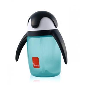 لیوان آبمیوه خوری نی دار 360 میل رنگ آبی طرح پنگوئن یومه Umee 