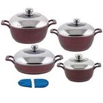 Candid 8 Pieces Cookware Set 2 Color With Steel Lid - Butterfly Handle